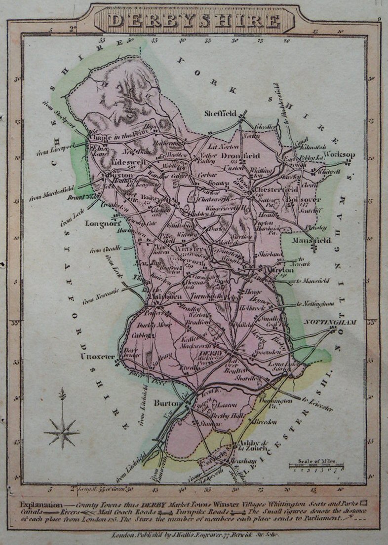 Map of Derbyshire - Wallis